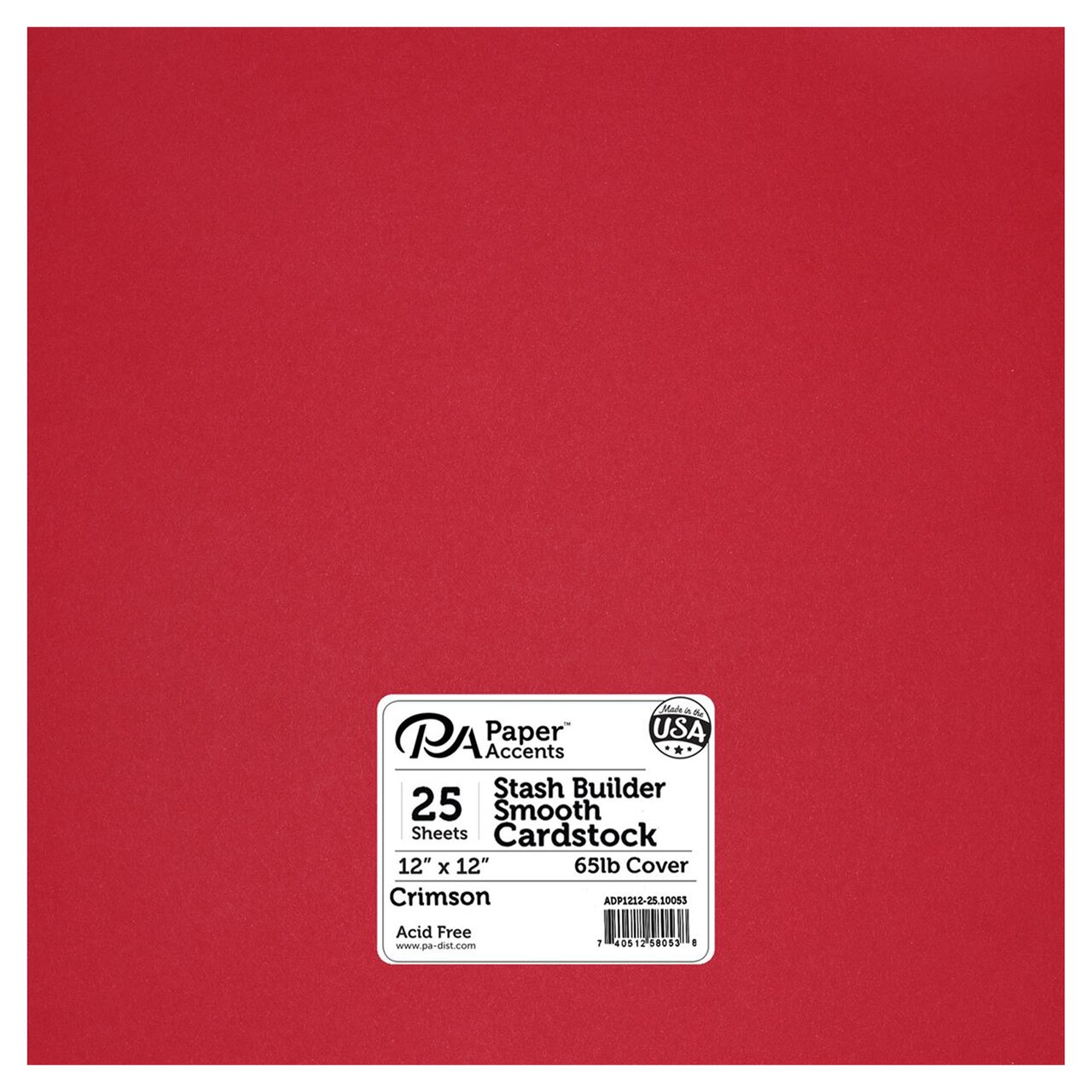 PA Paper Accents Stash Builder Cardstock Pack 12" x 12" Crimson, 65lb colored cardstock paper for card making, scrapbooking, printing, quilling and crafts, 25 pieces